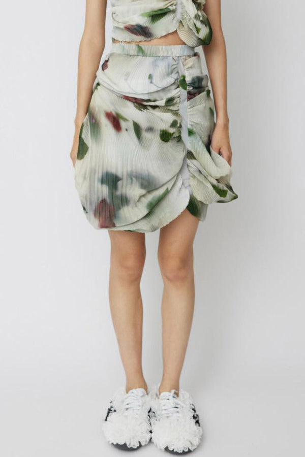 CAROLINE HU rose print shell pleated mini skirt CHSS24SK04RPRT